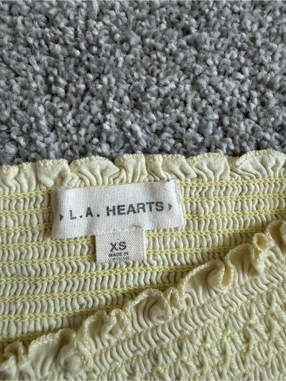 La Hearts Pale Yellow Bandeau Style Tube Top with Ruffle Trim - Picture 2 of 2